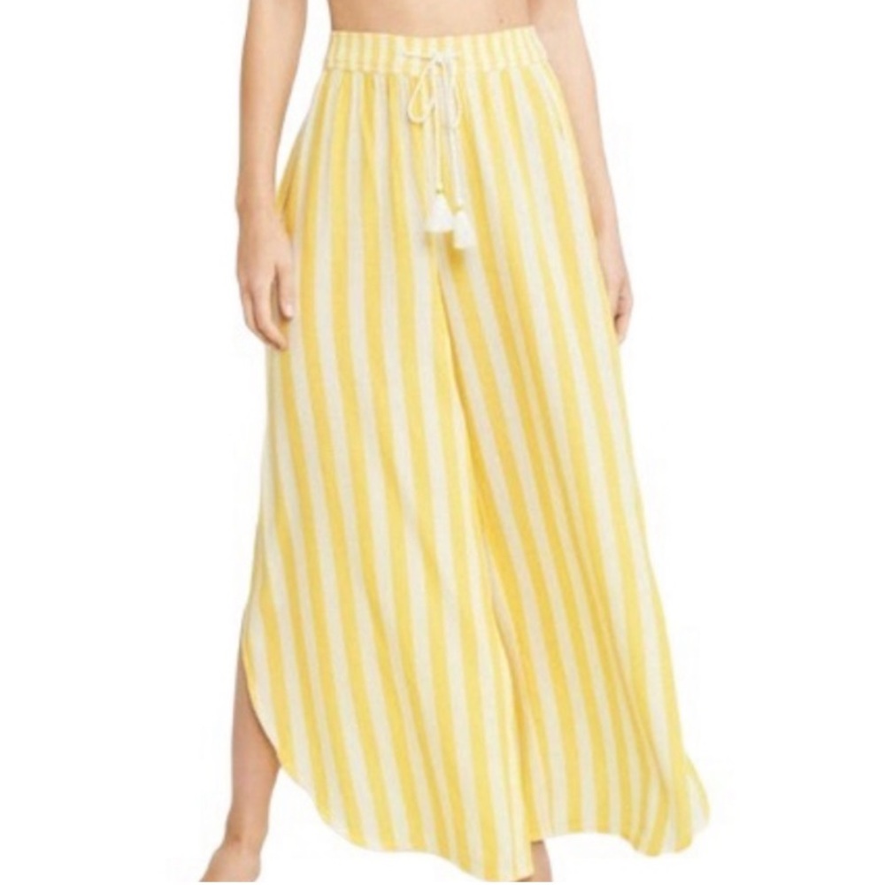 Abercrombie & Fitch Yellow & White Stripe Cover-Up Split Leg Beach Pants- XS